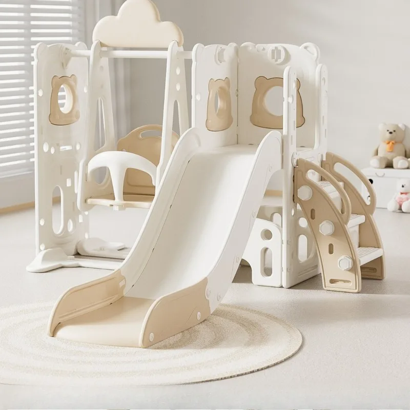 Kinderspielzeug Rutsche-Schaukel-Set Kombi Indoor Sicher Stabil Kinderspielgerät Musikalische Rutsche für Kinder von 2 bis 10 Jahren Image