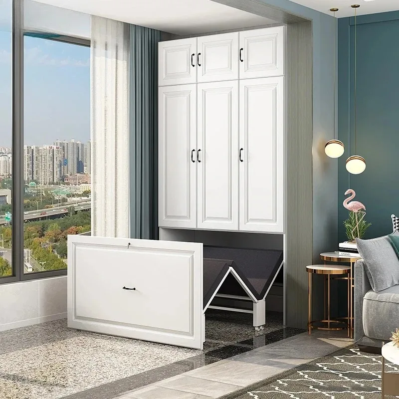 Balkon multifunktionaler klappbarer unsichtbarer Bettgarderobe integrierter Haushalt mit Aufbewahrungsschrank Klappbettschrank Einzelbett Image