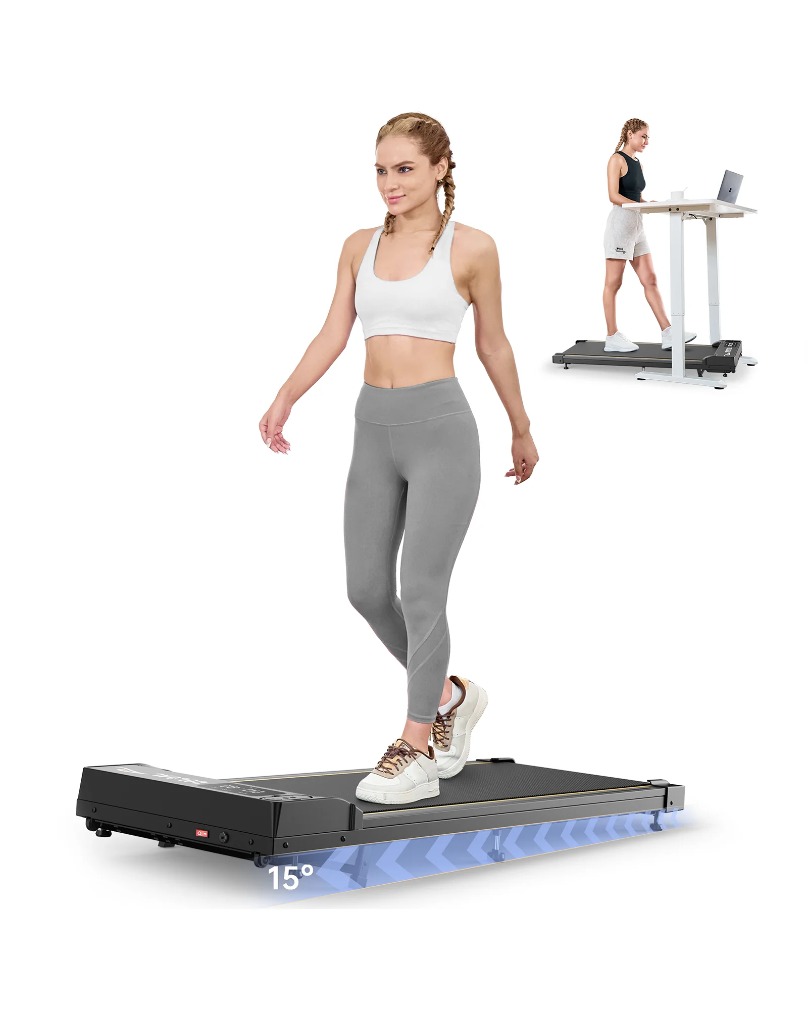 iScooter Jagjog JT31 4-in-1 Laufband für unter den Schreibtisch 15 ° LED-Display Leiser Heimtrainer für Büro und Fitness 1-6km/h 100kg Belastbarkeit Image