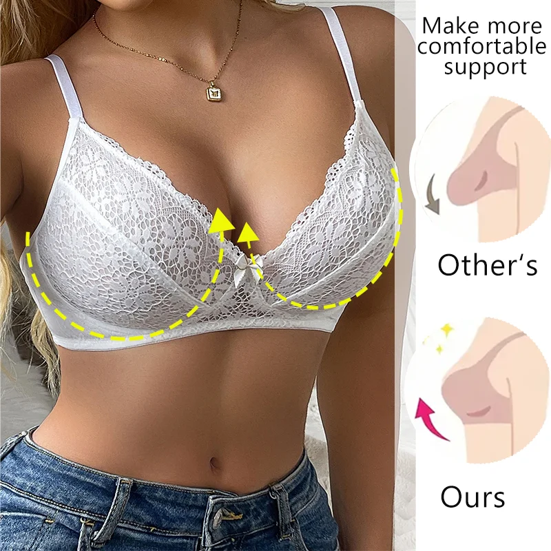 Frauen Ultra Dünnen Bh Sexy Floral Spitze Unterwäsche Verstellbaren Riemen Bralette ohne Bügel Mädchen Push-Up Büstenhalter A-D Tasse