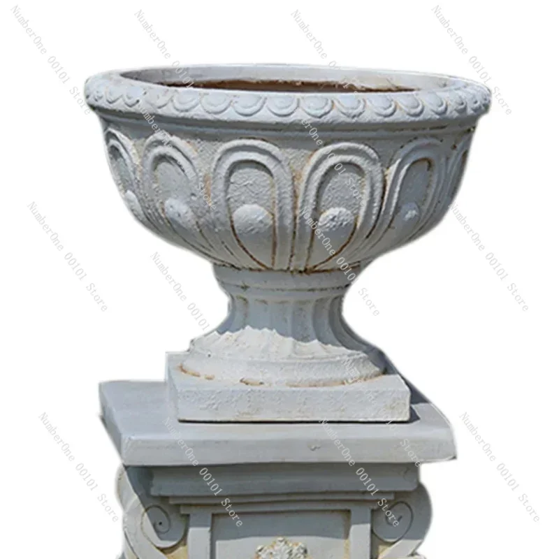Europäische High-End-Blumentopf mit römischer Säule, Villa-Eingang, großer Landungsengel, Balkon, Innenhof, Garten, Basisdekoration Image