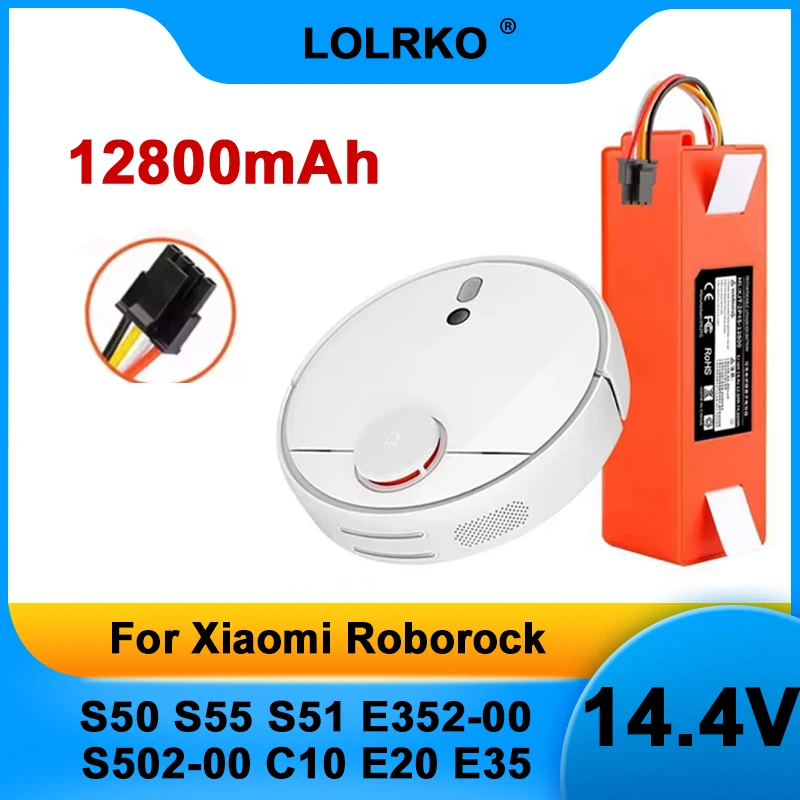 2025 Ersatzakku 14,4 V 12800 mAh für Roborock S50 S5 S6 S7 Pure/MAX/MaxV/MaxV Ultra/Q5 Q7 Pro/MAX Staubsauger Image