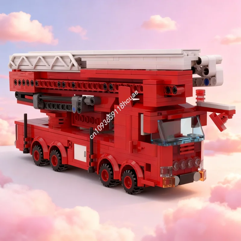 444pcs MOC City Fire LADDER TRUCK Model Building Blocks Construction Toys DIY Creative Education Brick Christmas Gifts Idea Kids Image