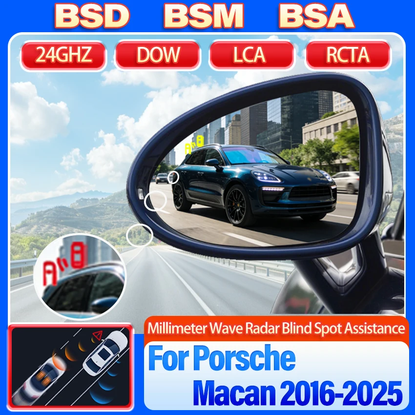 Auto Spiegel BSD BSA BSM Blind Spot Überwachung System Radar Parkplatz Sensor Unterstützen Spur Ändern Für Porsche Macan 2016-2025 Image
