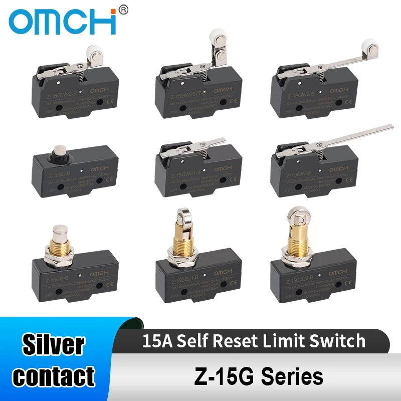 OMCH 15A Silberkontakt-Selbstrückstellender Reiseschalter Z-15G-B, Z-15GD-B, Z-15GQ-B, Z-15GL-B, Z-15GW-B, Z-15GW2-B, Z-15GW2277-B, Z-15GHW78-B Image