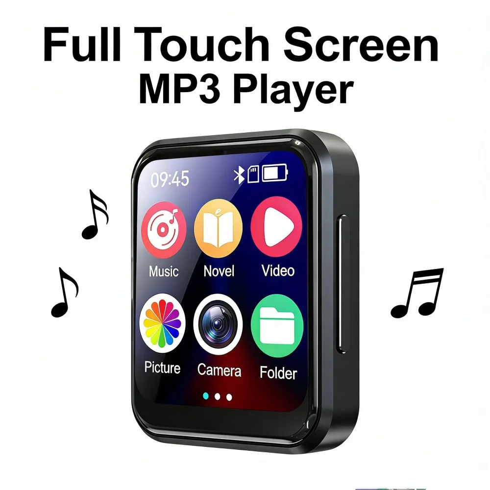 Lecteur MP3 MP4 Bluetooth 5.4, 2 pouces, IPS, écran couleur HD Full Touch, Support Photo, Radio, alarme, vidéo, e-book, prise en charge de 128 go de stockage