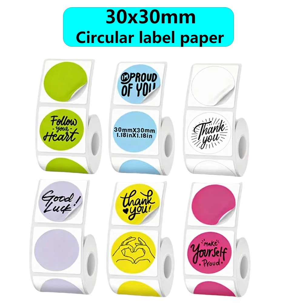 30 mm Thermo-Etikettenaufkleber, selbstklebendes Thermodruckerpapier, kompatibel mit Phomemo M110 M220 M200 E210 P50 DETONG P1 WP9520 Image