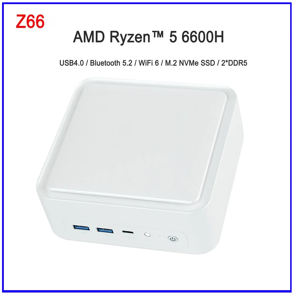 SZBOX Z66 MINI PC AMD R5 6600H ordinateur Portable 16GB DDR5 512GB M.2 Slot NVMe SSD WiFi 6 BT 5.2 Mini PC jeu ordinateur de bureau