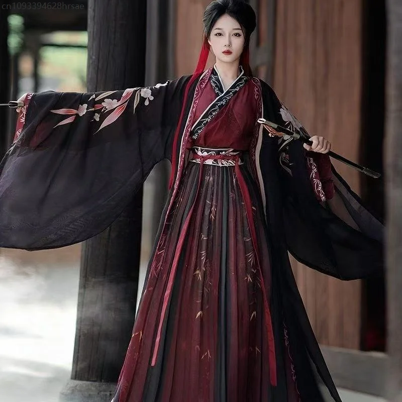 Chinesische Song-Dynastie Hanfu Männer Frauen Traditionelle Bambuselemente Druck Kostüm Schwertkämpfer Cosplay Anzug Image