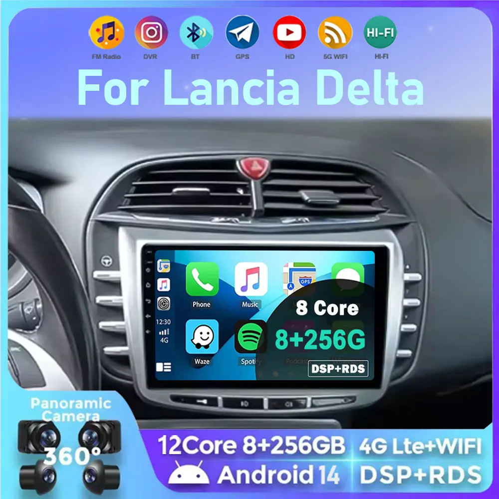 Android 15 Stereo Multimedia radio player autoradio Für Lancia Delta 2009-2019 Carplay android auto GPS WiFi Fahrzeug Image