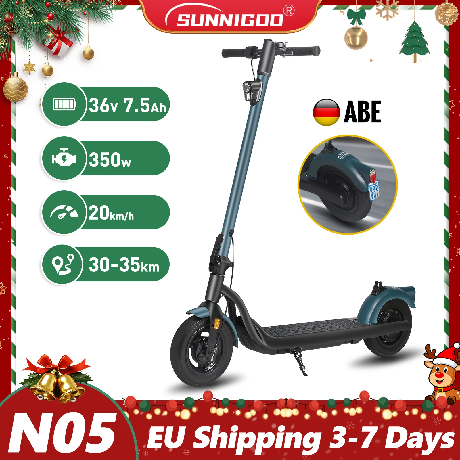 350 W Elektroroller mit ABE-App, 36 V Lithium-Batterie-Roller, 20 km/h, 35 km große Reichweite, 10-Zoll-Reifen für Erwachsene, Escooter für DE