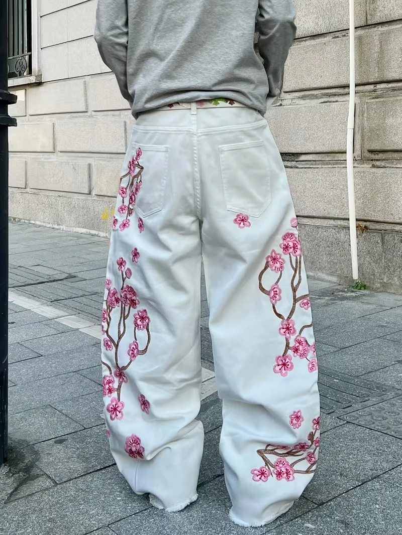 Y2K ECKO Jeans Herren Amerikanische Vintage Hip-Hop Weitbein-Hose Harajuku Hip-Hop Gothic Rock Paar Gerade Hose