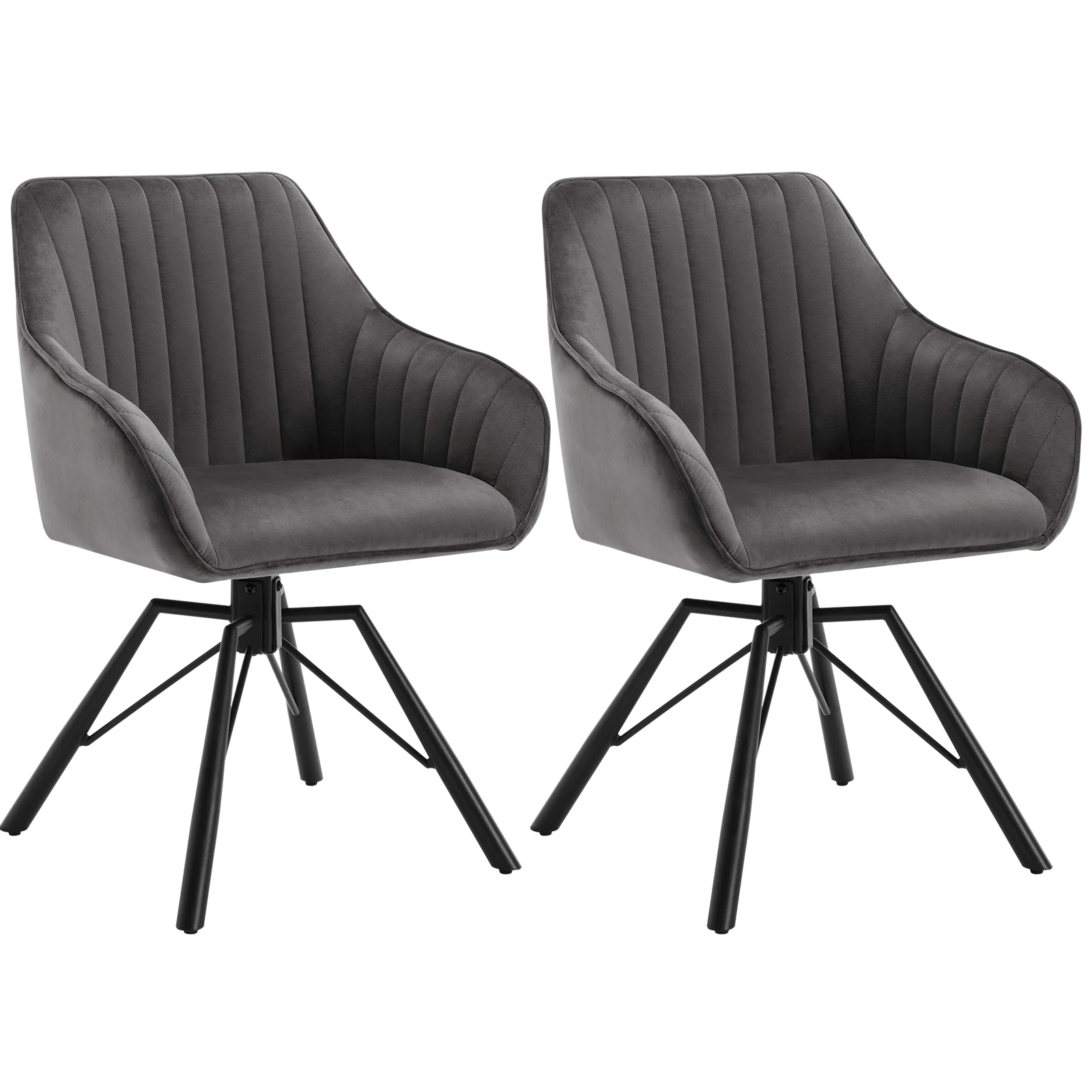 WOLTU 2 Stück/Set drehbare Esszimmerstühle aus Samt, ergonomischer Freizeitstuhl für das Wohnzimmer, gepolsterter Lounge-Küchenstuhl mit Armlehnen