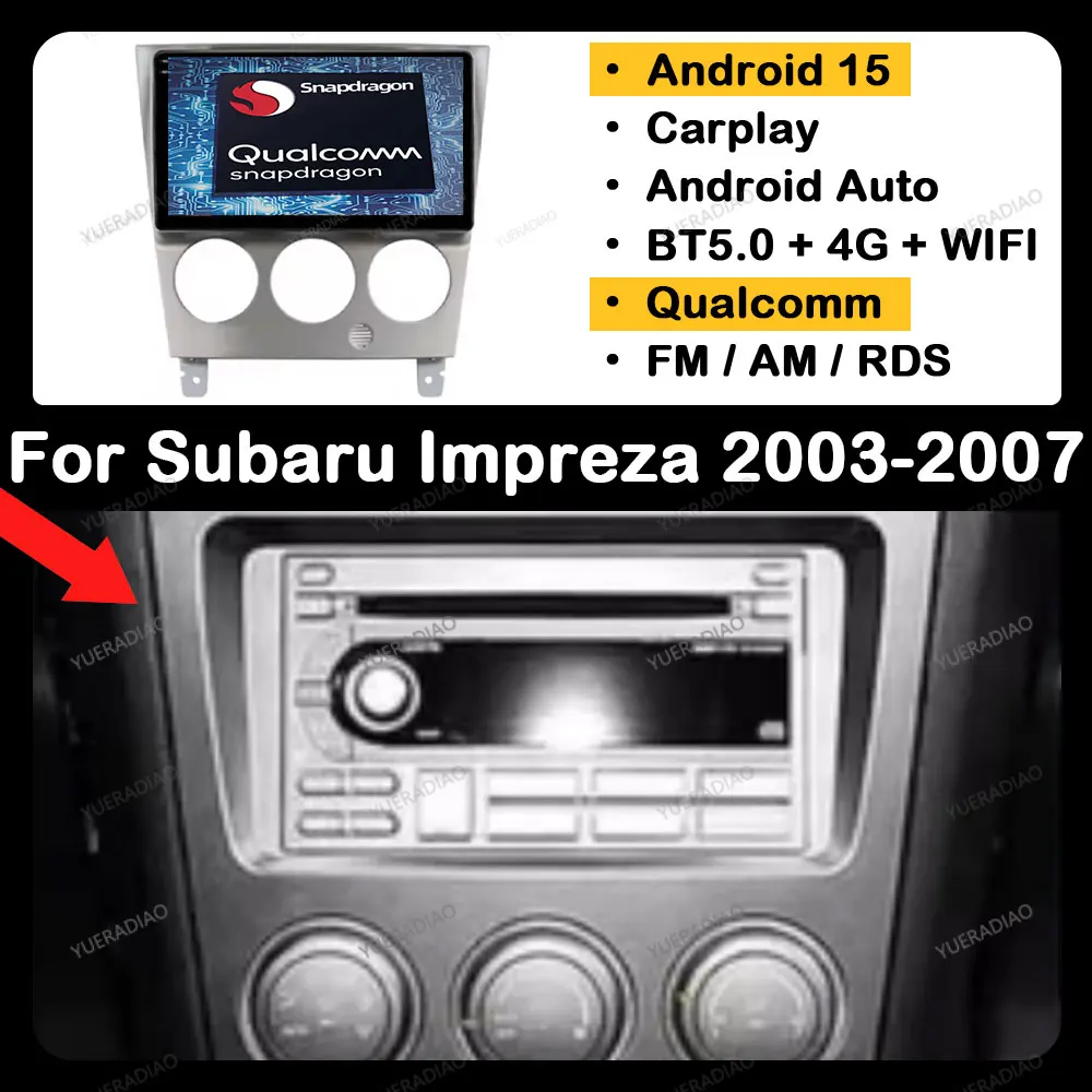 Android 15 Autoradio Für Subaru Impreza WRX 2003-2007 Multimedia Stereo Video Player BT GPS NAVI 2DIN QLED 4G WIFI Kopf Einheit Image