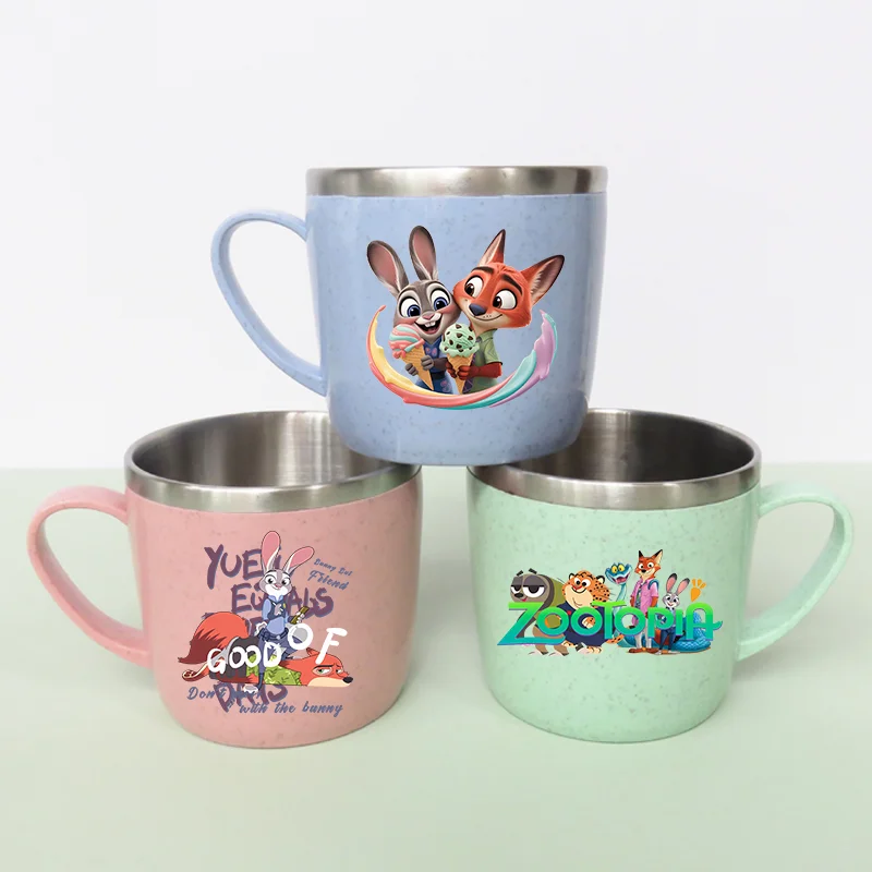 Zootopia 2-Mund-Tasse, 304 Edelstahl, niedlich, Judy Nick, Kaffee, Milch, Wasser, Tassen, Haushalt, Verbrühungsschutz, Trinkglas, Kindergeschenk Image