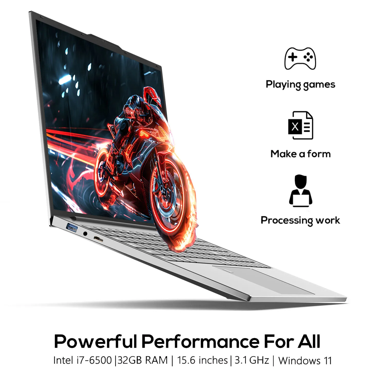 Laptop 15,6" Intel i7-6500U Gaming-Laptops 32 GB DDR4 2 TB Windows 11 Tastatur mit Hintergrundbeleuchtung tragbarer Notebook-Computer PC 1920*1080 Image