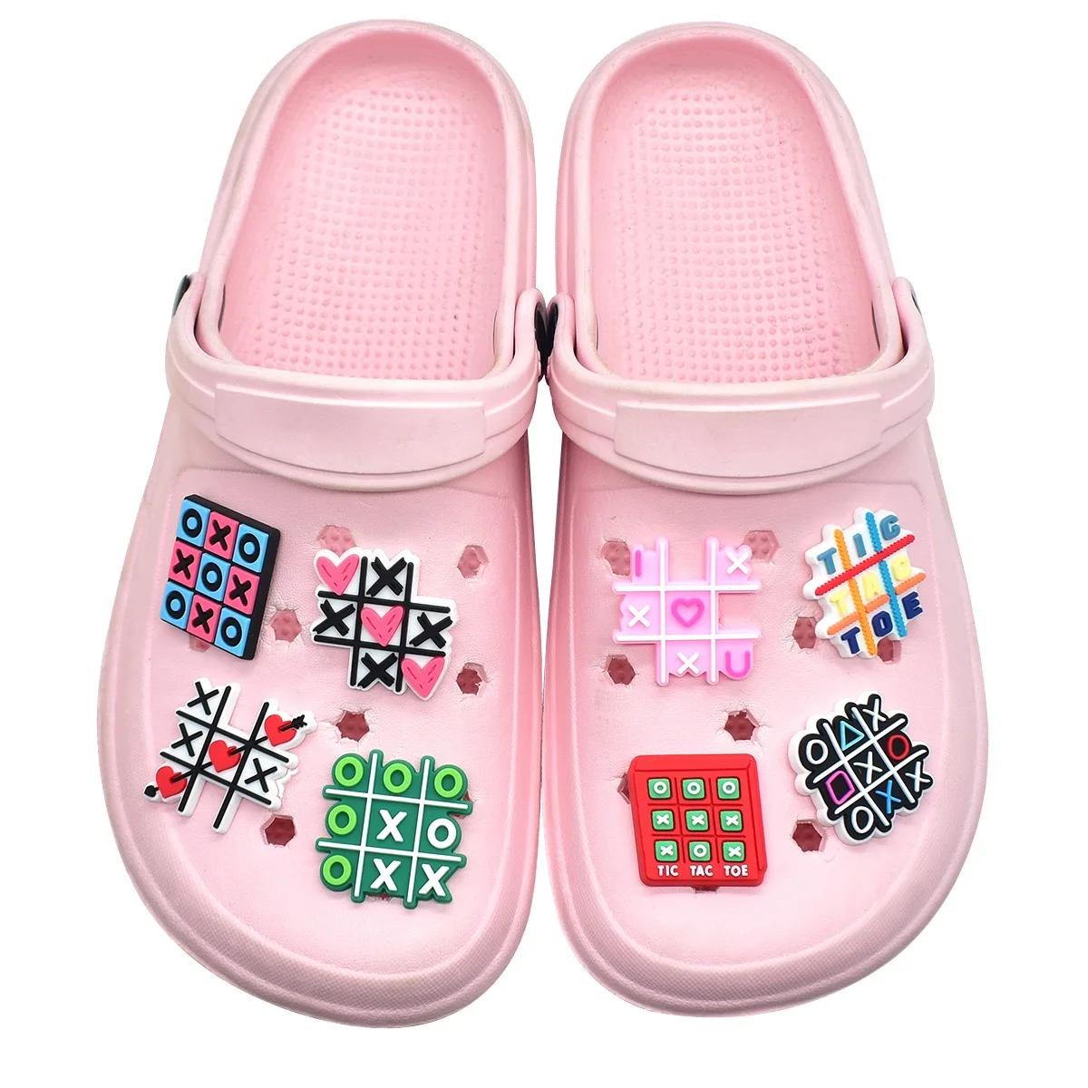 14–100 Stück Tic Tac Toe Schuhschnallen-Anhänger, lustiges Spiel, für Jungen und Mädchen, PVC-Sandalen-Dekorationen für Geburtstagsgeschenke Image