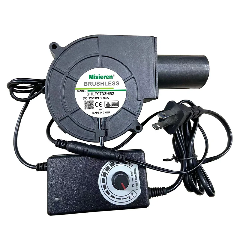 DC 12V 2,85A Mini-Gebläse Brennholz BBQ Herd Einstellbare Geschwindigkeit Großes Luftvolumen Turbo-Lüfter 5500R/Min Abfallöl Herd Holzofen