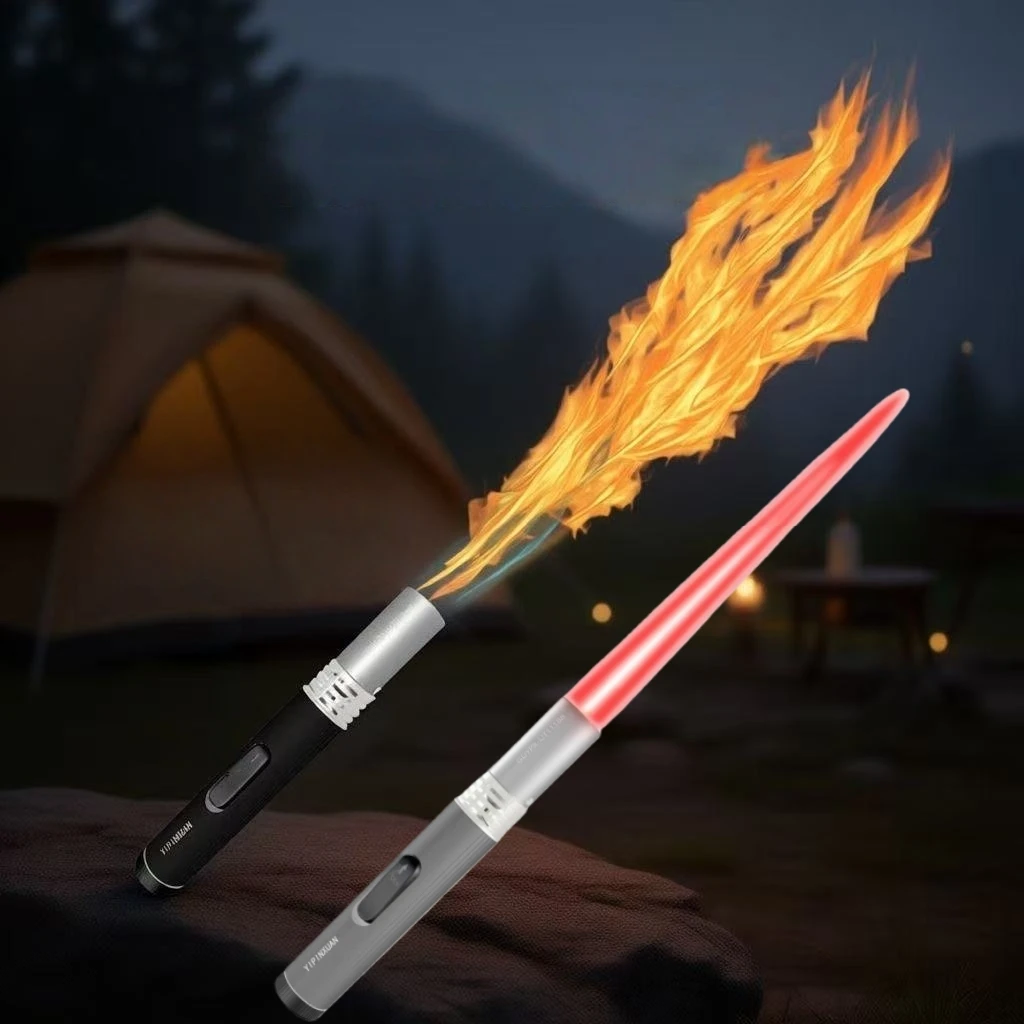 Outdoor Hochtemperatur Spray Super Große Doppel Flamme Feuerzeug Abenteuer Küche Wildnis Überleben BBQ Metall Feuerzeug Image