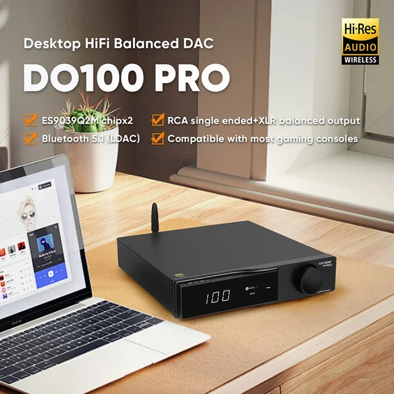 SMSL DO100 Pro Bluetooth5.1 Hi-Res Audio DAC Dual ES9039Q2M DSD512 OPA1612 HDMI-ARC High-End Digital Decoder für PS5 Image