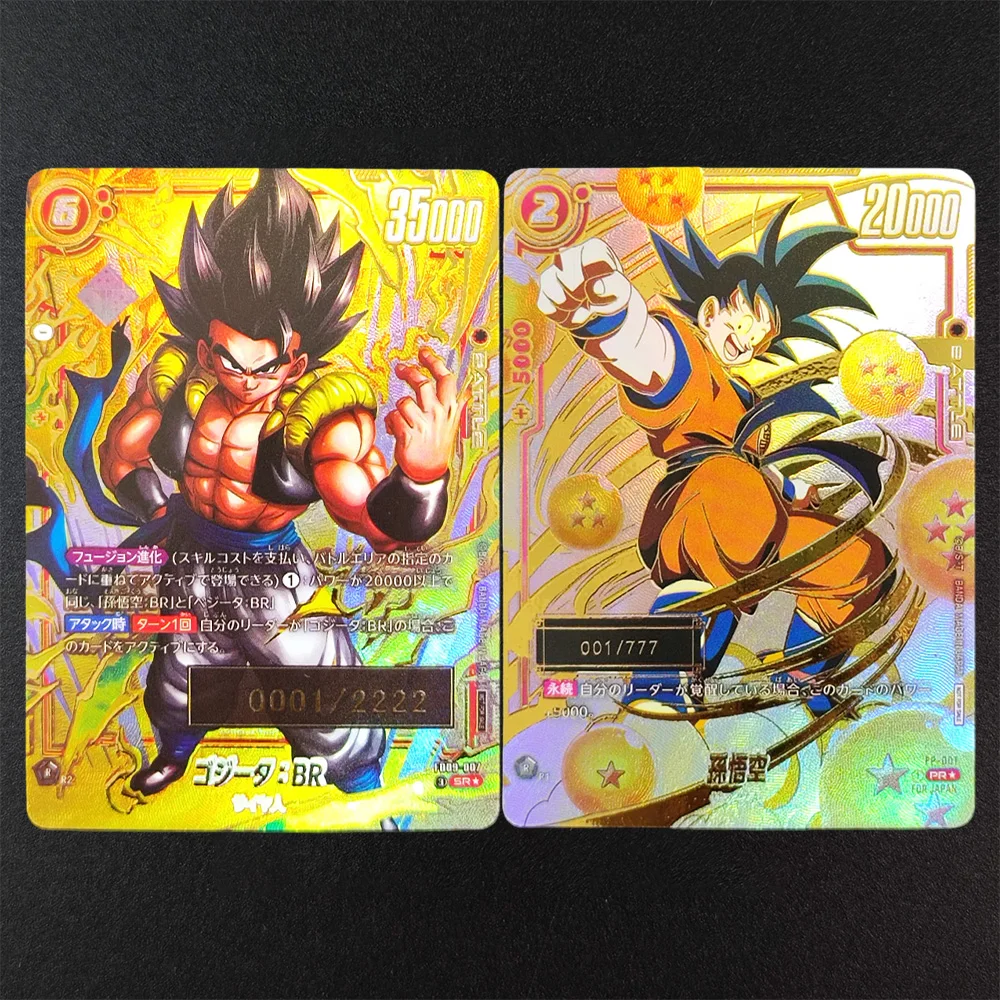 DIY Japanische Dragon Ball Super Fusion World Son Goku FP-001 Gogeta BR FB09-007 Gold Spielkarten-Sammlung Spielzeug Kindergeschenk Image
