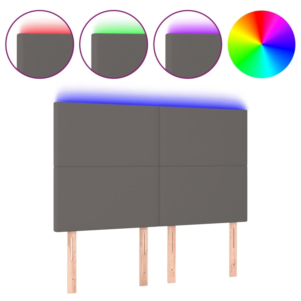 vidaXL LED Kopfteil Grau 144x5x118/128 cm Kunstleder Image