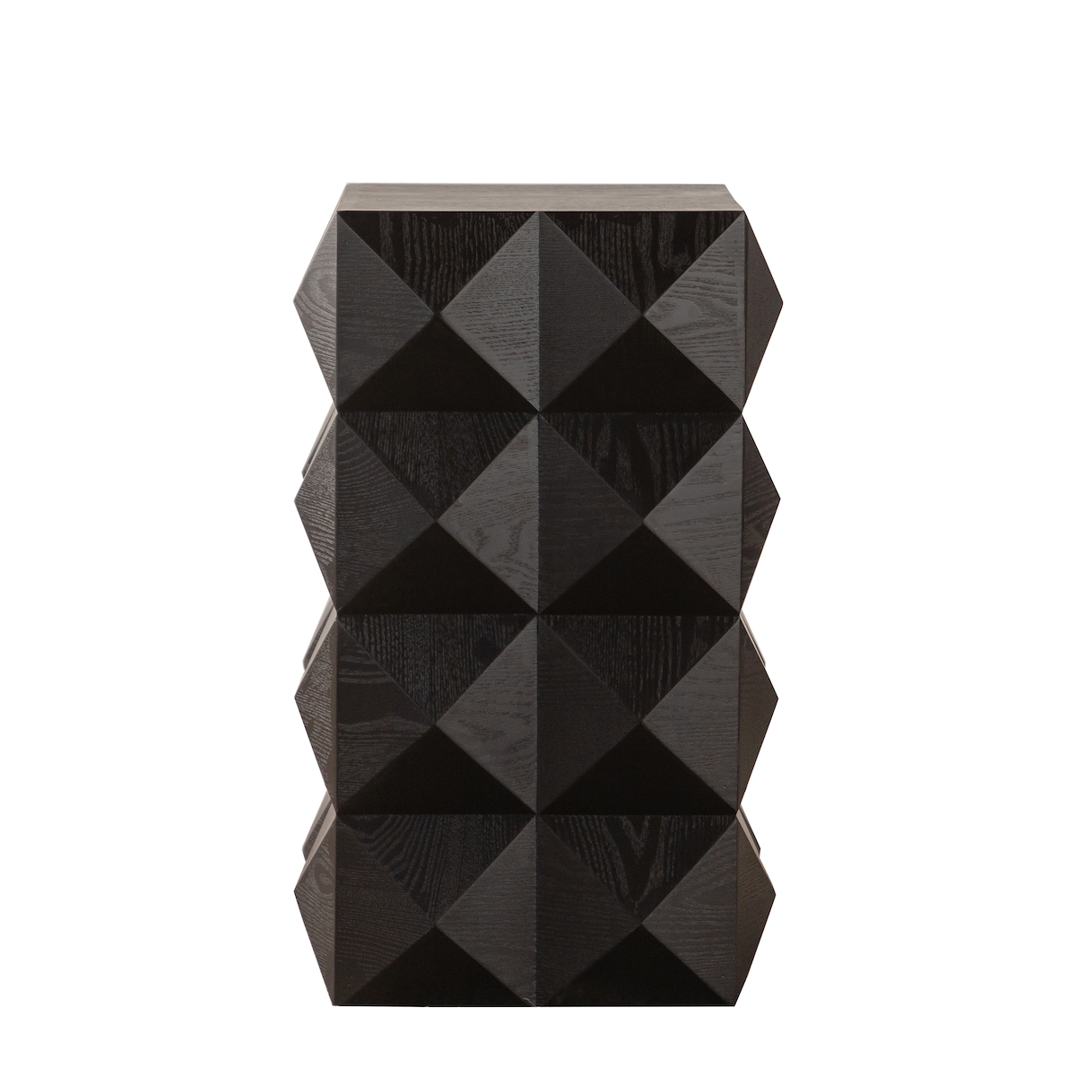 STILVORA Beistelltisch Retro Schwarz 60x37x37 cm mit 3D Reliefstruktur, Massivholz und MDF, hohe Tragkraft, ohne Montage für Wohn und Schlafbereich Image