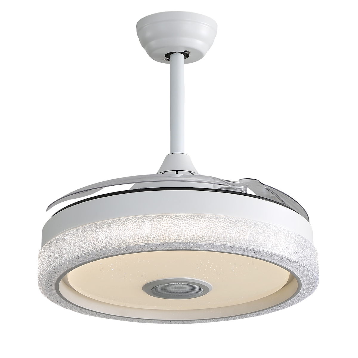 MODFU Deckenventilator mit LED Beleuchtung 37x107x107 cm Weiß mit 32W LED RGB, 3 Farbtemperaturen, Fernbedienung, Timer, DC Motor, Flussumkehr Image