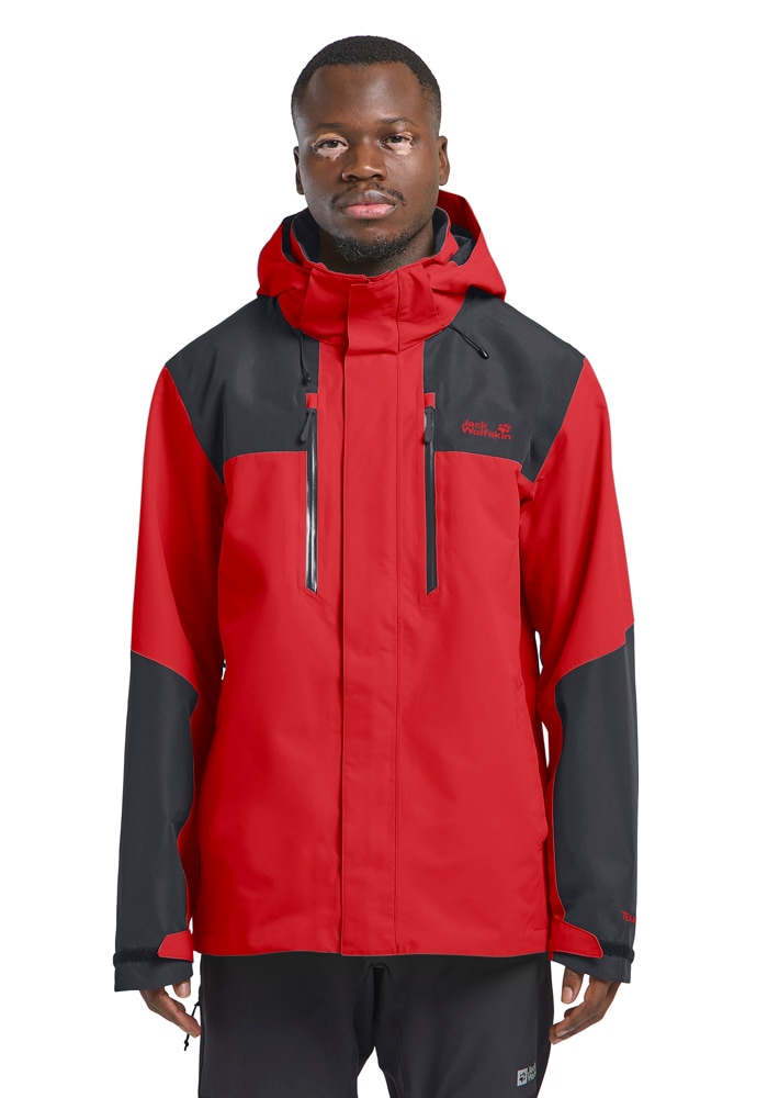 Funktionsjacke JACK WOLFSKIN "JASPER 2L JKT M", Herren, Gr. L (52), sirenrot, Obermaterial: 100% Polyester; Futter: 100% Polyester, Jacken Funktionsjacke
