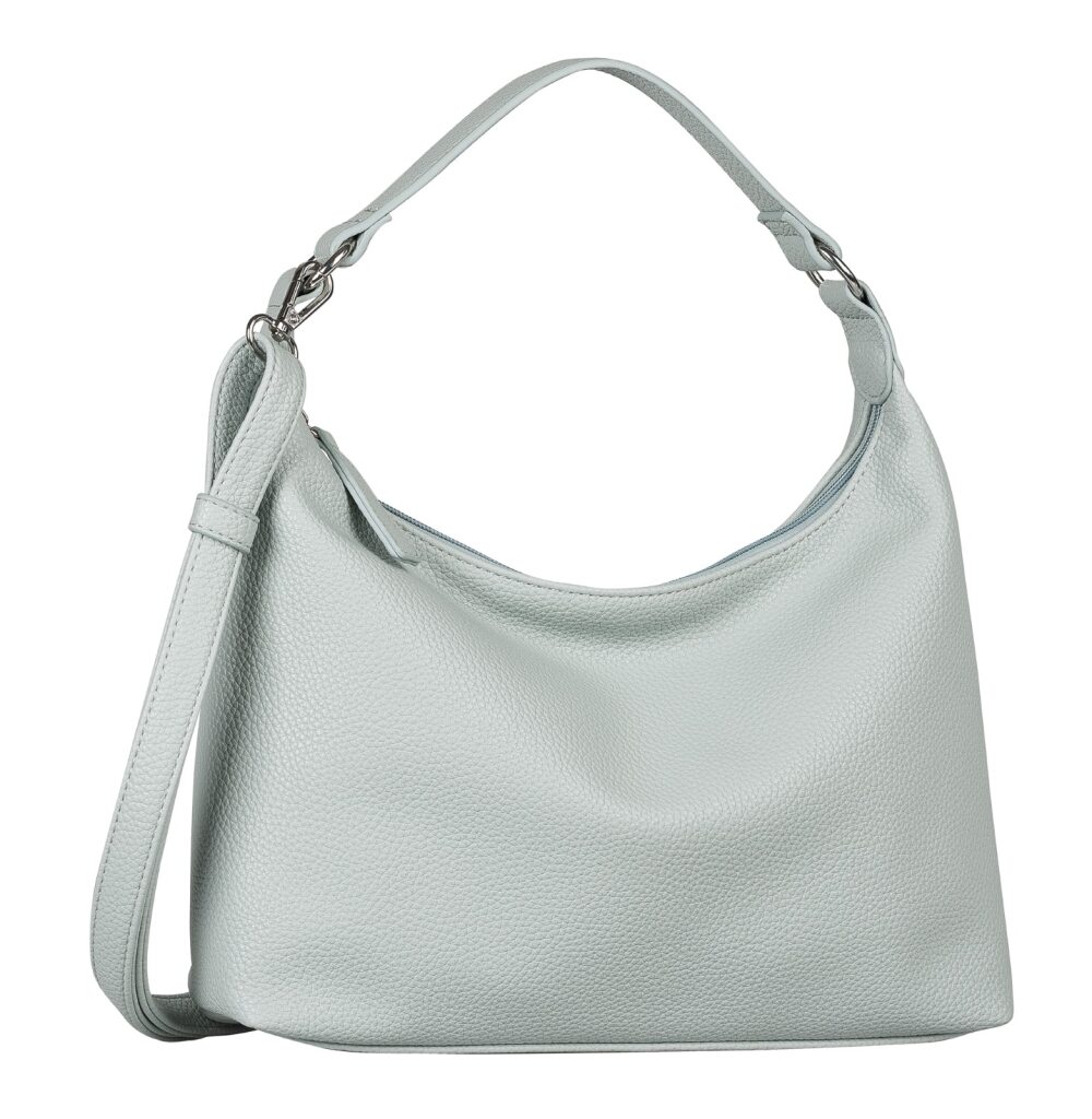 Hobo TOM TAILOR "Xia", Damen, Gr. B/H/T: 30cm x 26cm x 8cm, light blau, Polyurethan, clean, gepflegt, unifarben, Taschen Hobo, Damen Umhängetasche, Handtasche in klarem Design