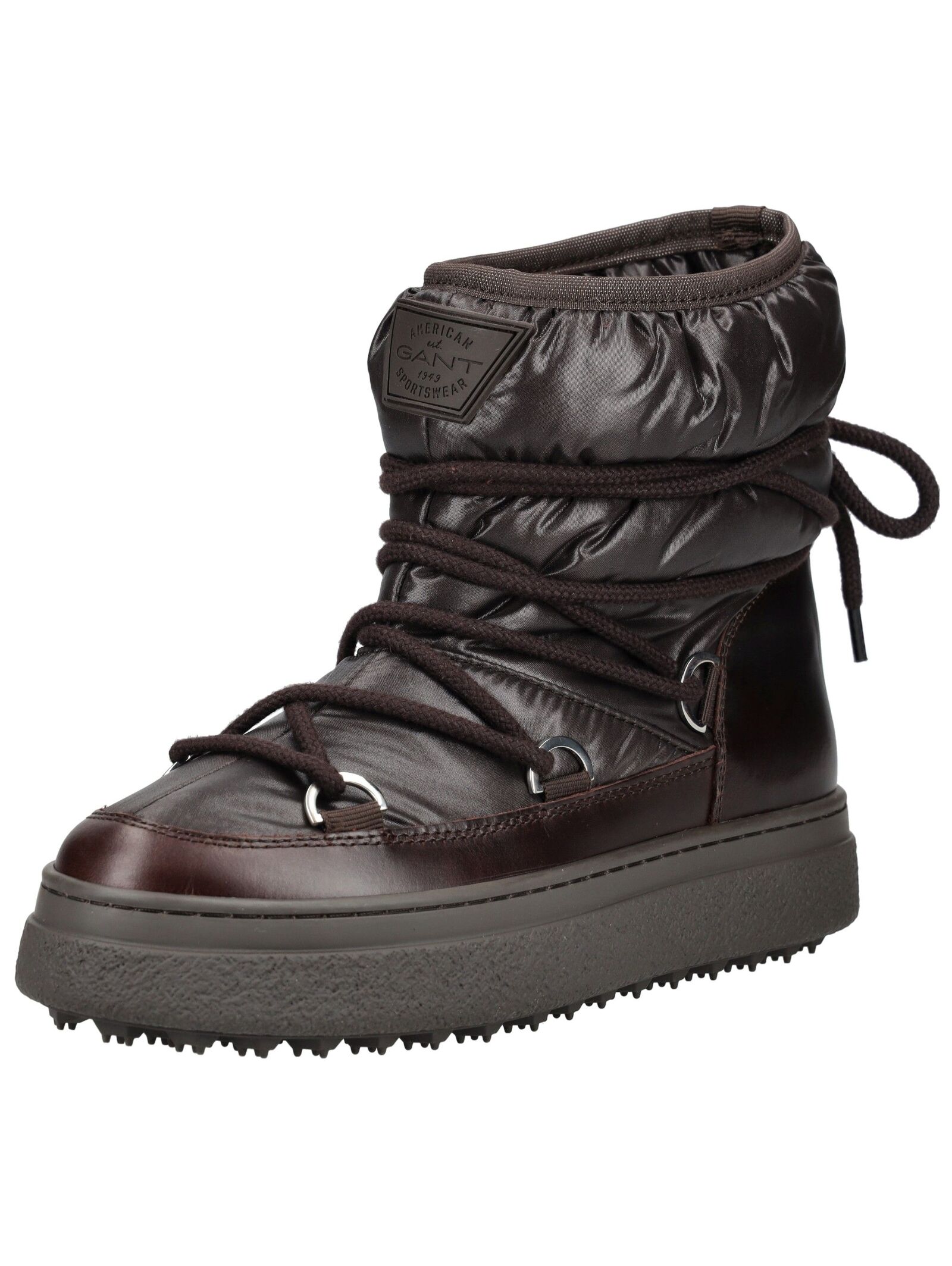 Snowboots GANT "Gant Stiefel Lederimitat/Nylon", Damen, Gr. 38, dunkelbraun, Lederimitat, Textil, Schuhe Snowboots