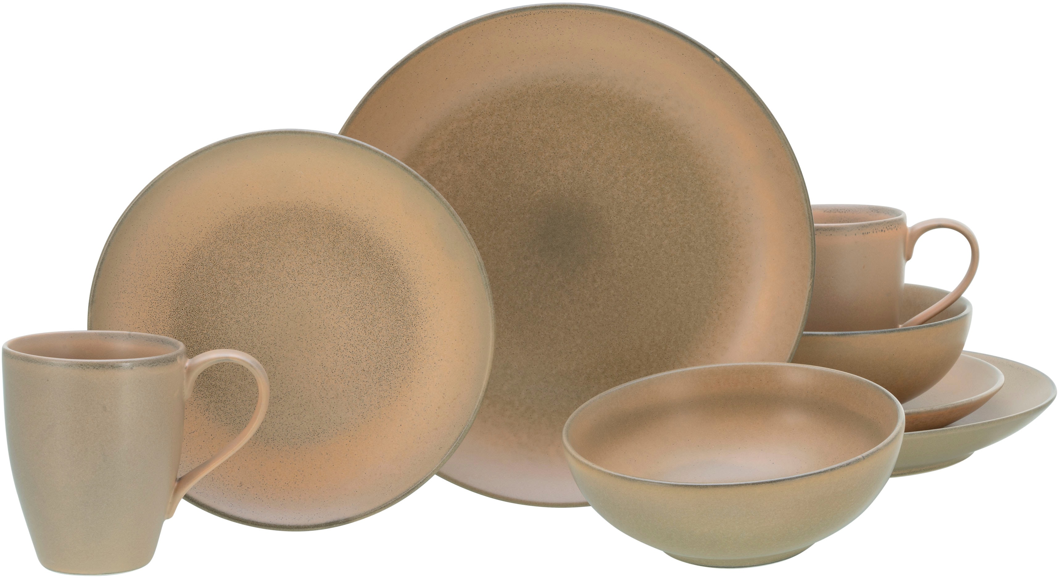 Kombiservice CREATABLE "Sierra Nevada, Service 16-tlg.", tierra, 16, Steinzeug, Geschirr-Sets, Kombiservice, Seidenmatte reaktive Spezialglasur, Vintage Effekt