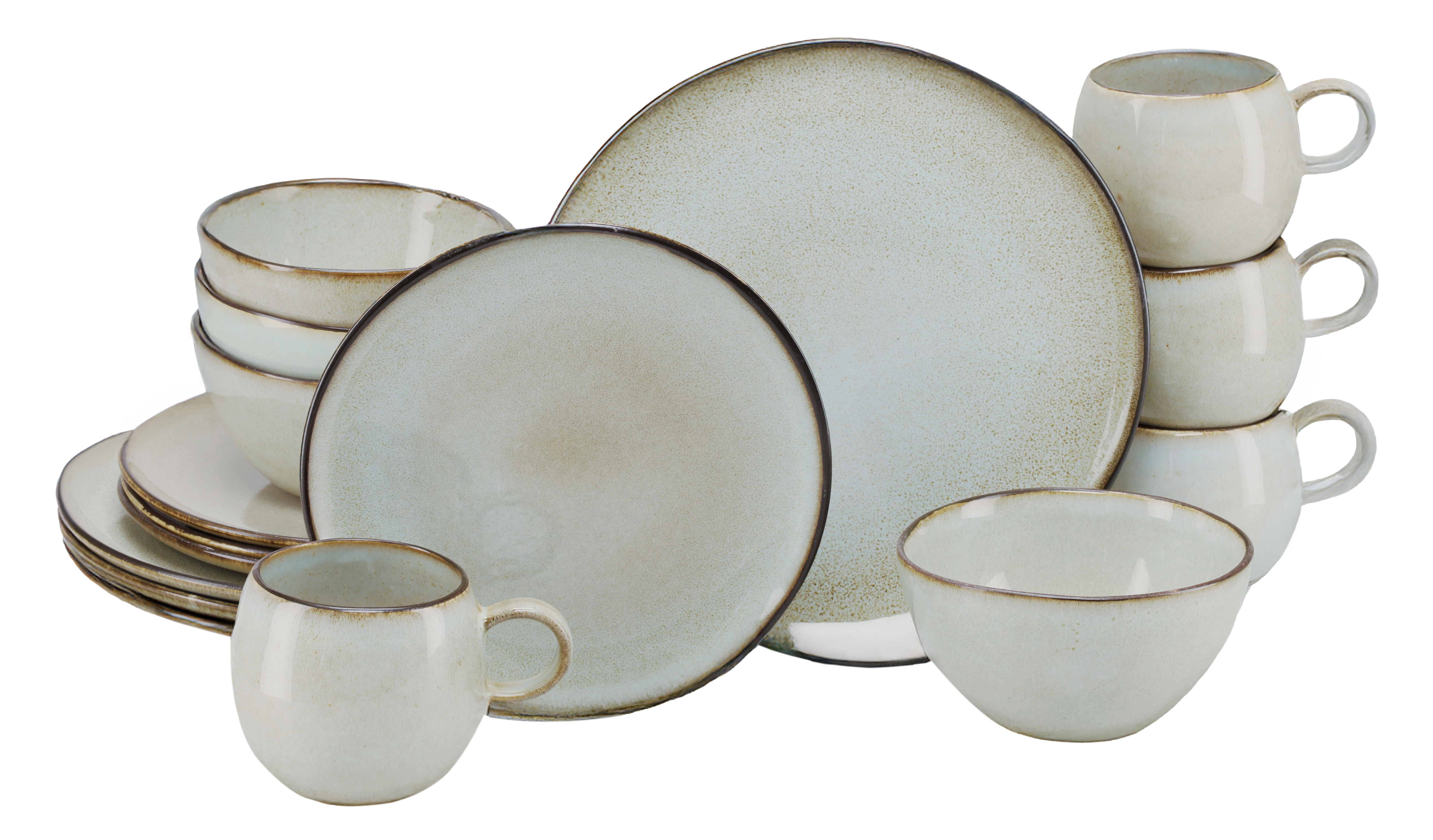 Kombiservice CREATABLE "Stone Town, Service 16-tlg.", grau, 16, Steinzeug, Geschirr-Sets, Kombiservice, Welt der Töpferei, Unregelmäßiger Vintage Rand