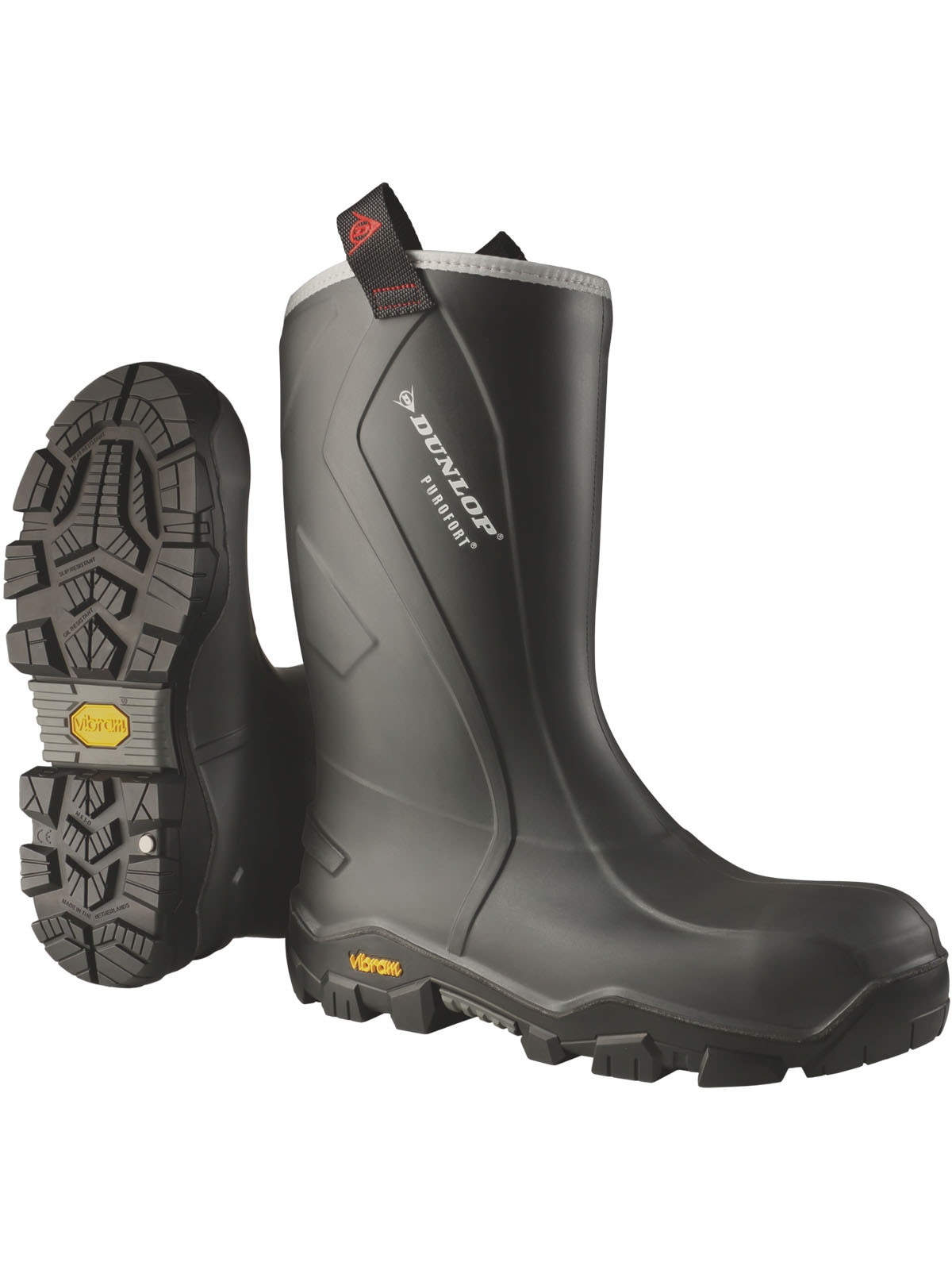 Sicherheitsstiefel DUNLOP "Purofort+ Reliance full safety mit Vibram" Gr. 45, grau (grau (charcoal)), 45, Obermaterial: 100% Textilmaterial TEXMAT., Schuhe Image