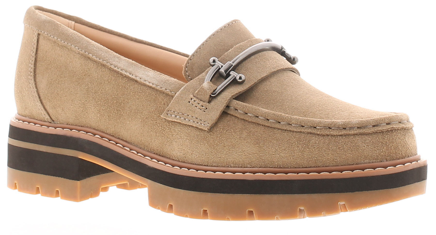 Clarks Damen Flache Schuhe Orianna Bit Leder Slipper beige