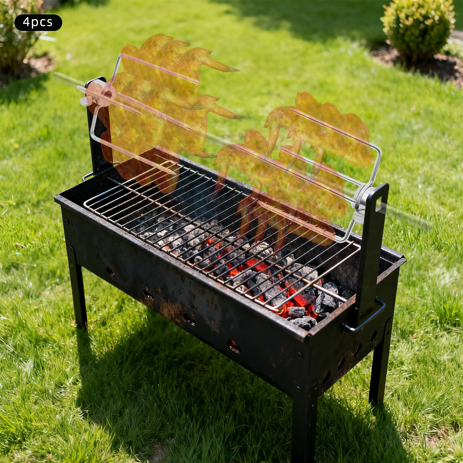 4 pièces fourchettes à barbecue rôtissoire en acier inoxydable fourchette à viande fourchettes à barbecue charbon de bois poulet gril outil de barbecue pour le Camping, barbecue