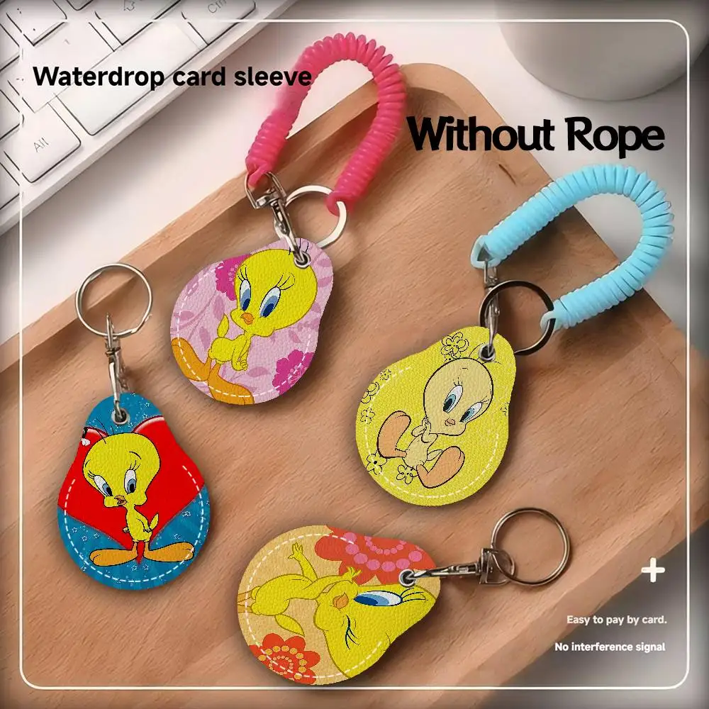 Cartoon Niedlichen Vogel Männer Und Frauen Universal Rostschutz Schlüsselbund PU Leder Zugang Karte Halter Drop Schlüssel Tag Ring Image