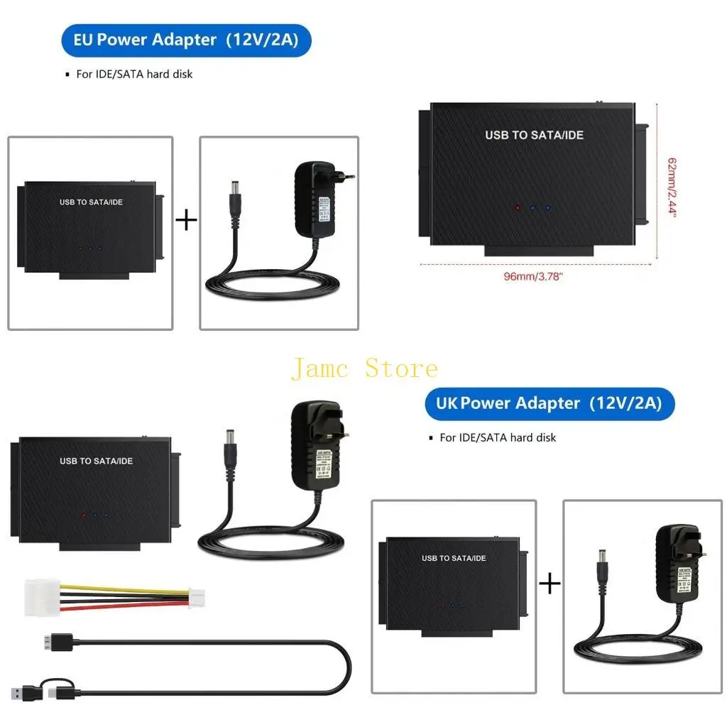 LX0B USB3.0 IDE- und -Festplatten -Adapter mit Stromschaltung für 2,5 3,5 SSD -HDDs Image
