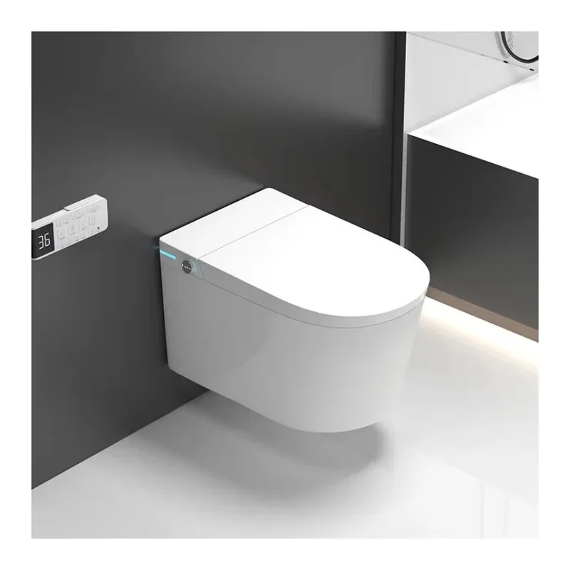 P-Trap Automatisches WC Intelligenter Toilettensitz Hängend montiert WC Badezimmer Keramik Wandhängendes Smart-WC mit Spülkasten