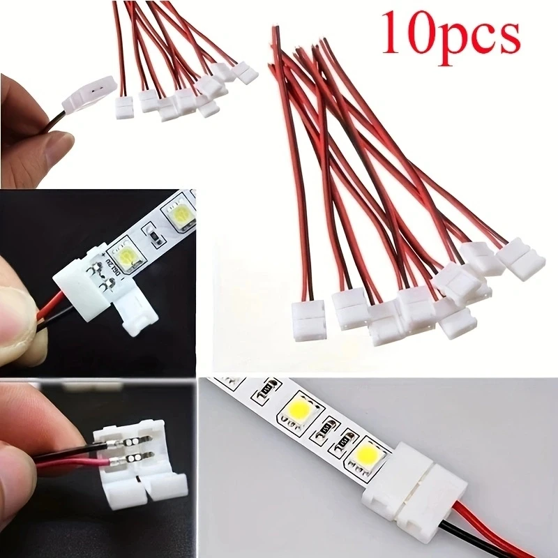 10 Stücke Praktische Kein Schweißen Band 2 Pin Led Streifen Adapter PCB Stecker Kabel Für 3528 Einfarbig Image