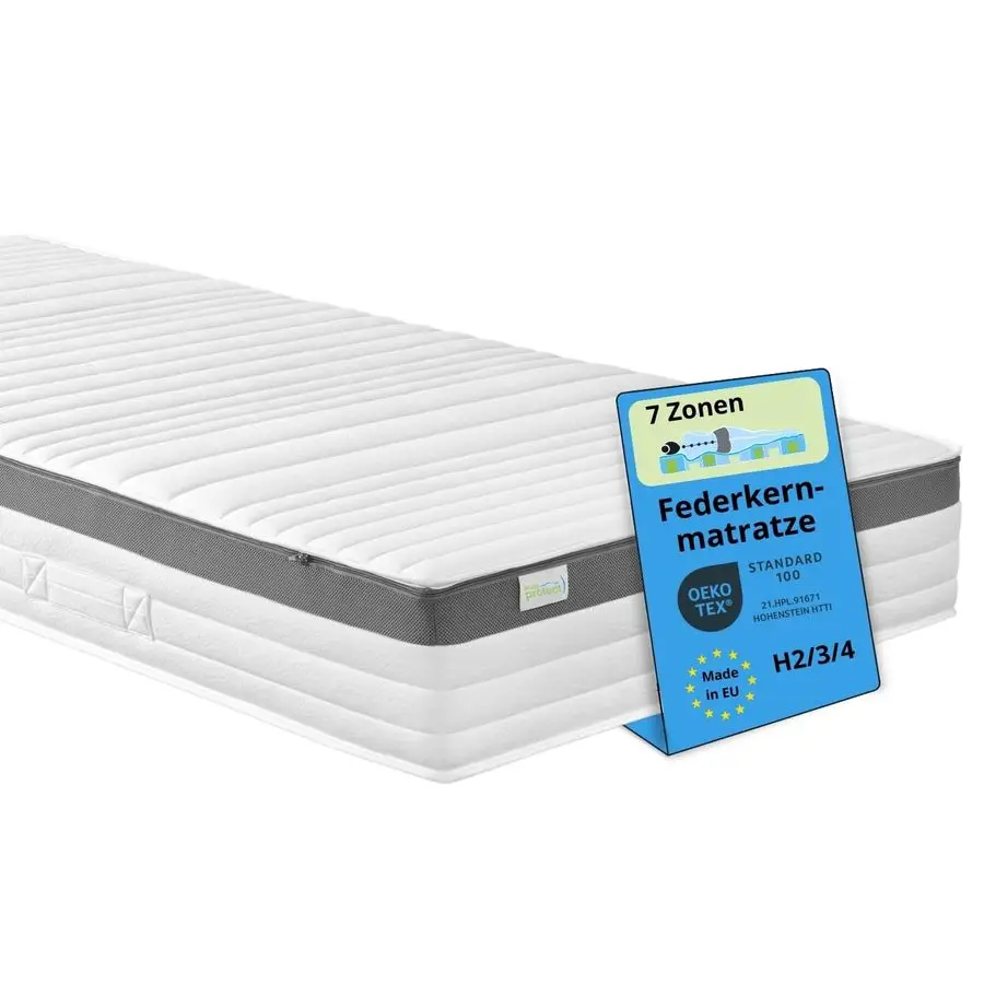 Federkernmatratze 100 x 200 cm, Orthopädische Matratze Härtegrad H4, Ergonomische 7-Zonen-Taschenfederkernmatratze, Matratze 100 x 200 cm Image