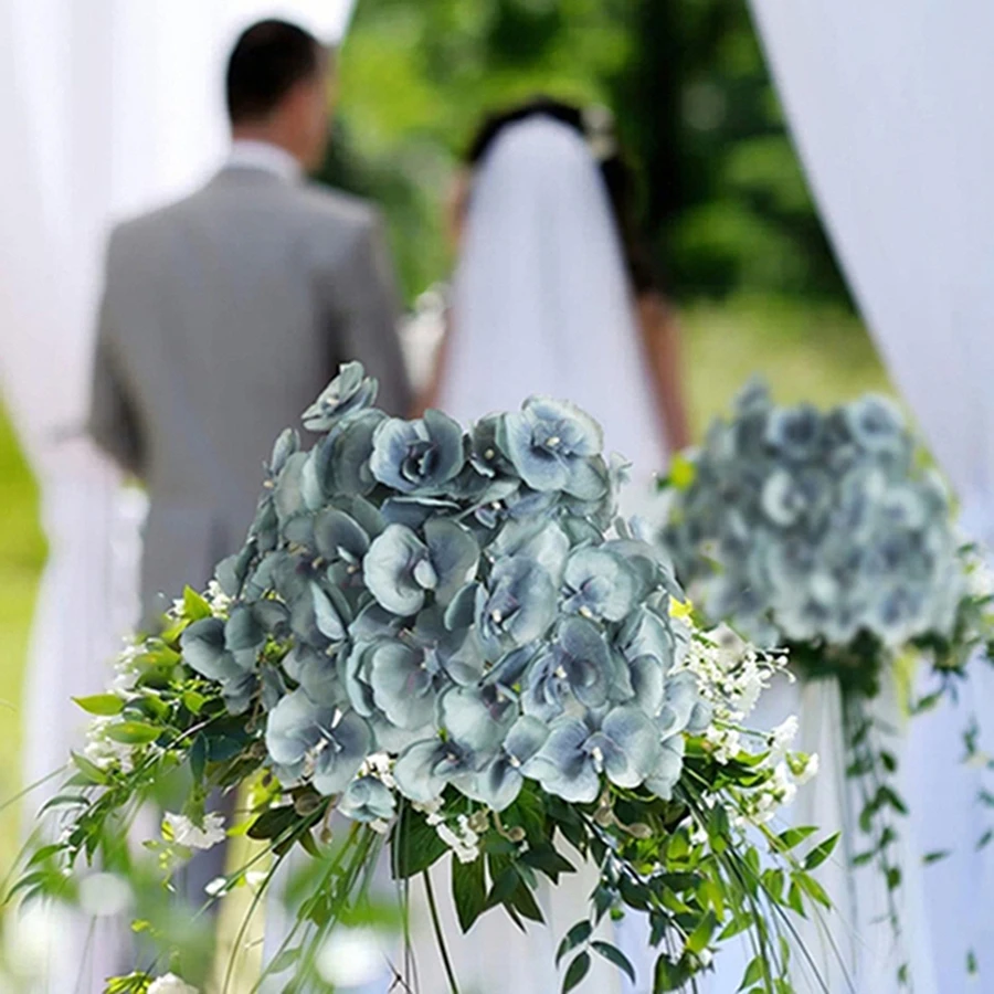 5 Stücke Künstliche Blume Zweig Seide Schmetterling Orchidee Hause Tisch Arrangement Dekor Hochzeit Outdoor Garten Braut Bouquet Party Geschenk Image