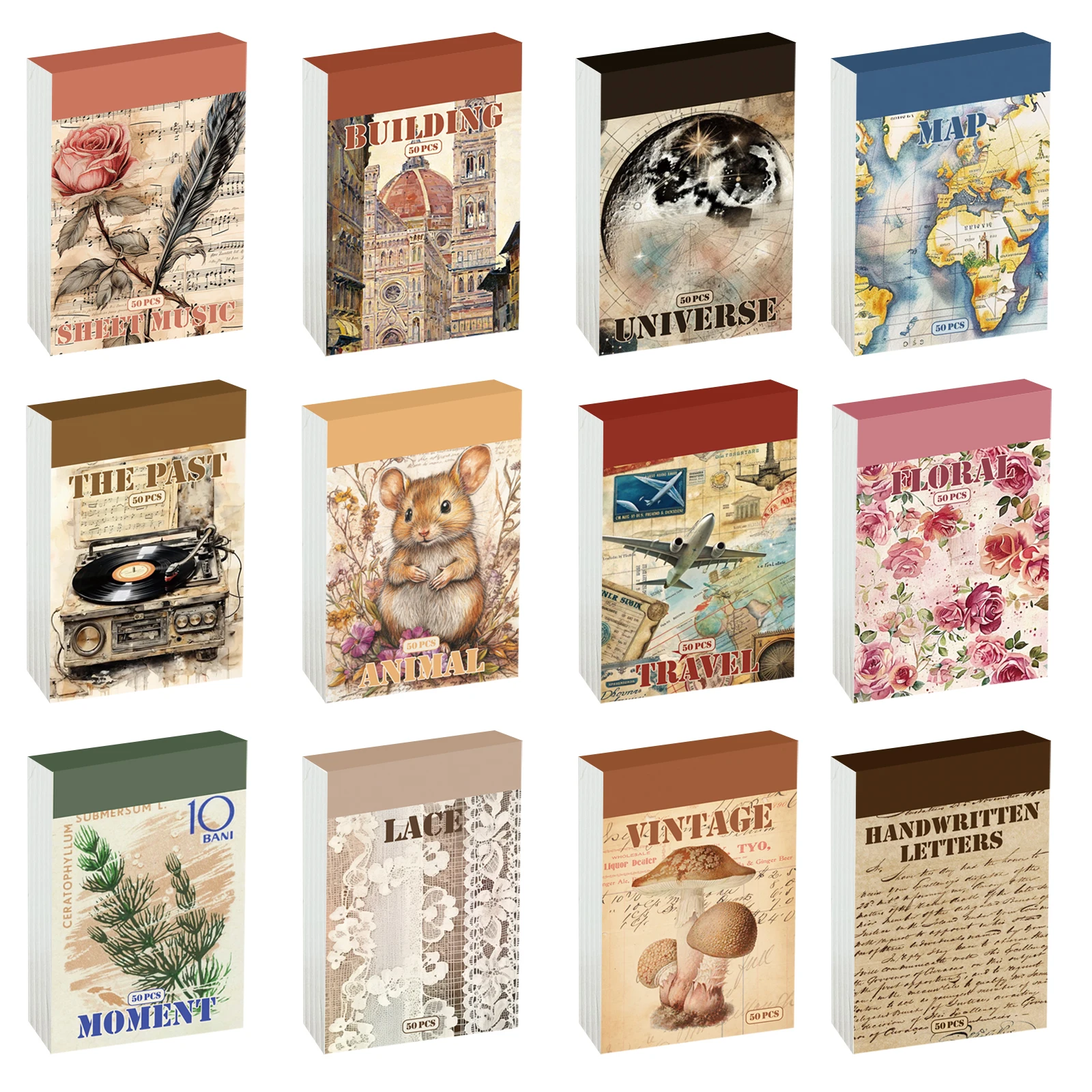 12 Sets 600 Blatt Washi-Aufkleber für Journaling Bullet Journal Art Diary Card Craft Gifts Planer Notizbuch Image