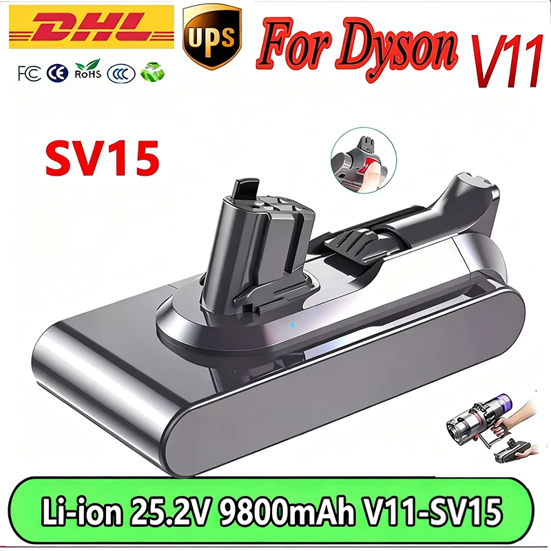 25,2 V 6800 mAh/9800 Ah Click-in-Akku für Dyson V11 V15 Staubsauger SV22 SV28 SV29 V15 Absolute SV15 SV16 SV17 Fluffy Animal Image