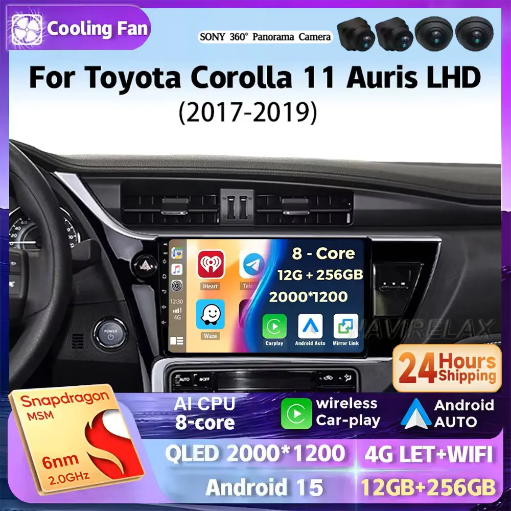 Android 15 Für Toyota Corolla 11 Auris LHD 2017-2019 2K QLED Android Auto Radio Multimedia Video Player GPS stereo CarPlay Image