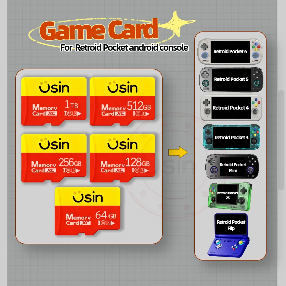 Spiel-SD-Karte für Retroid Pocket 6 5 Mini Flip 4 3 2S RP6 RP5 RP4 RP3 RP2S RPRPLIP RPMINI Retro-Spiele Handheld-Konsole Speicher-TF Image