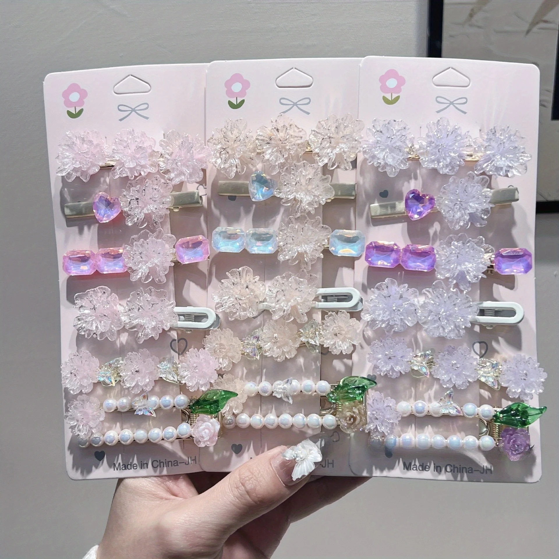 Bunte, stimmungsaufhellende Haarspangen, süße Blumen-Haarspangen für Mädchenfransen und freischwebende Haare Image