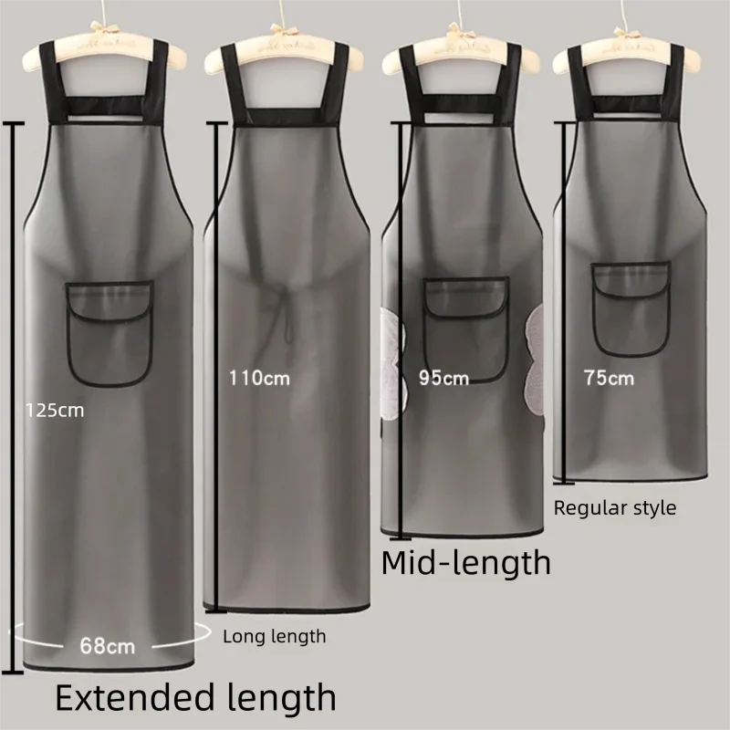 PVC-Schürze Transparent Schwarz Wasserdicht Ölbeständig Extra Lang für Küchenreinigung, Haushalt Schmutzabweisend Image