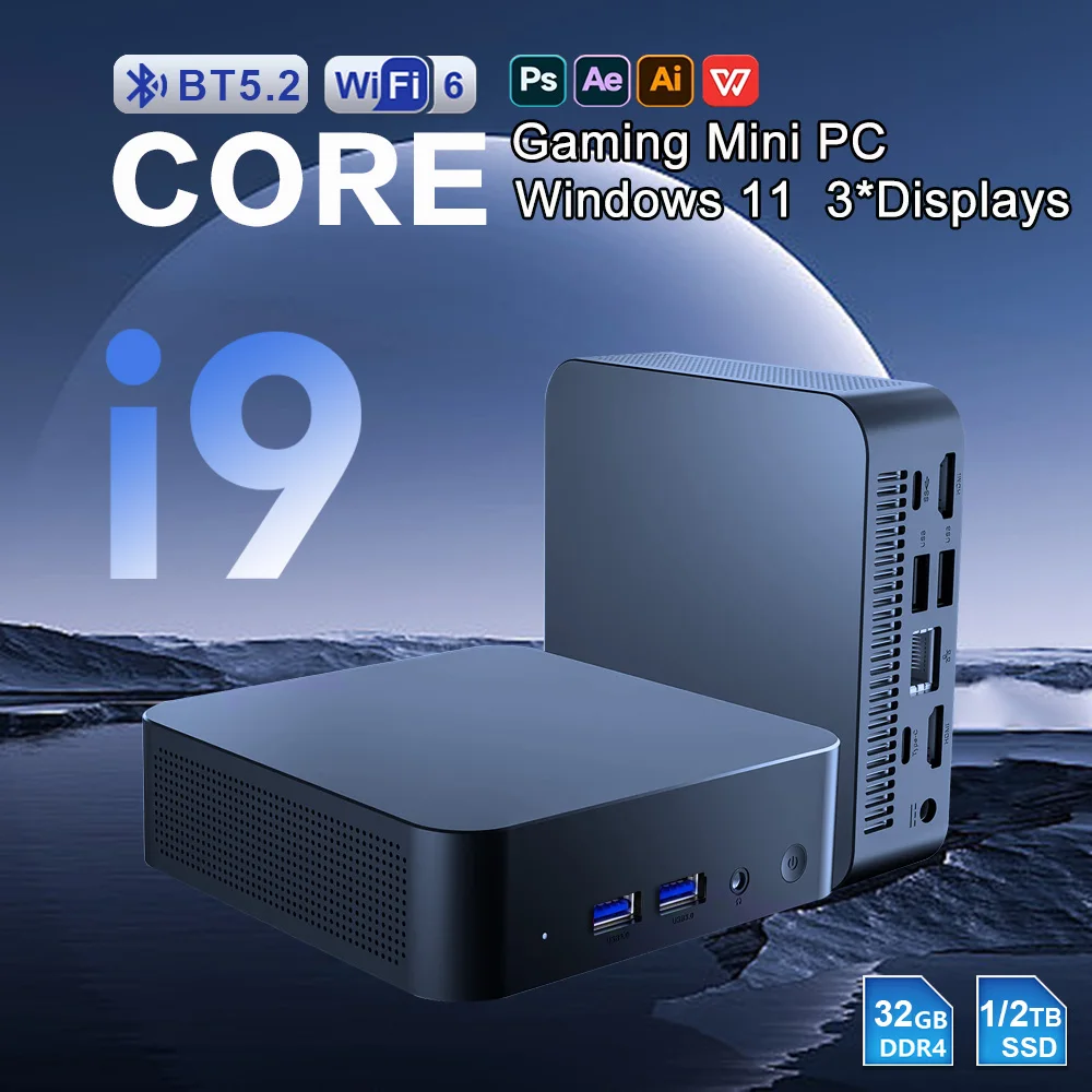 2026 Core i9 10980HK Tragbarer Mini-PC Windows 11 Pro Computer 32GB DDR4 512GB/1TB/2TB SSD WiFi6 BT 5.2 4K Gaming-PC Desktop Image