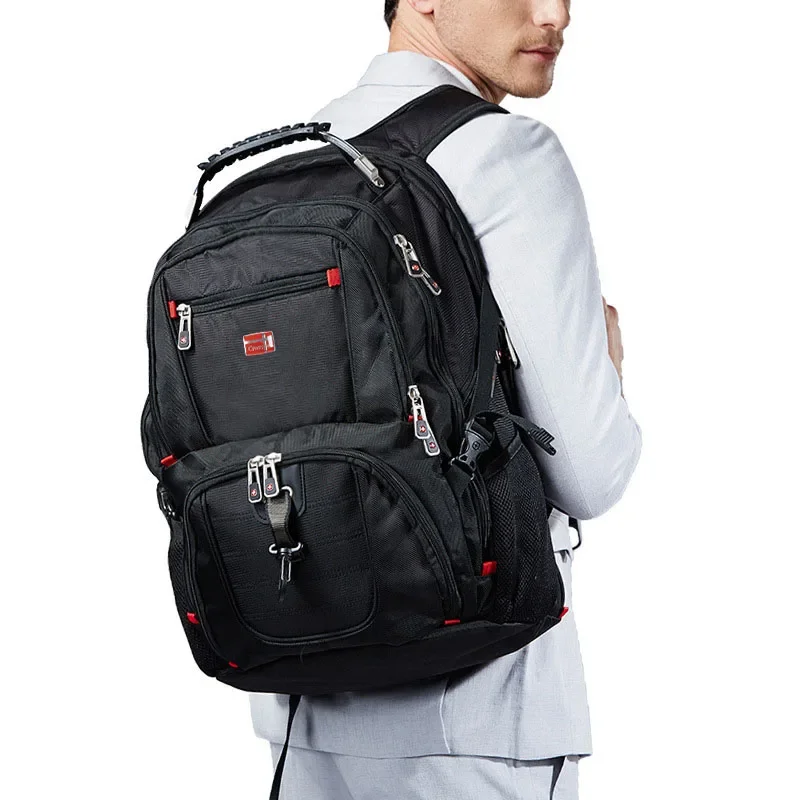 Schweizer Multifunktionaler Langlebiger 17-Zoll-Laptop-Rucksack mit USB-Ladeanschluss Reisetasche College-Büchertasche Wasserabweisend Image
